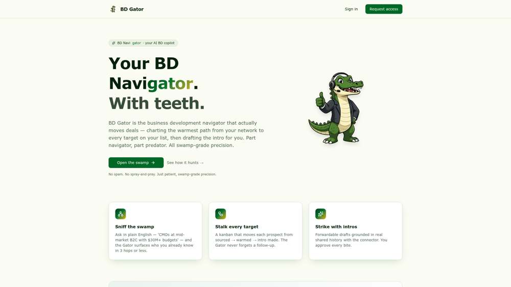 Live screenshot of BD Gator