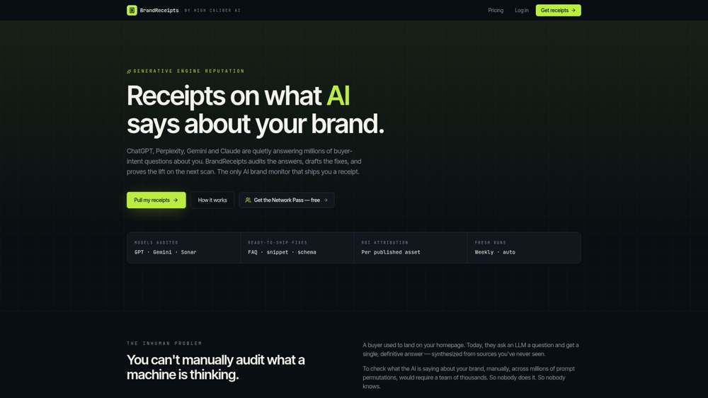 Live screenshot of BrandReceipts